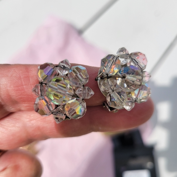 Clip-On Earrings ~ Vintage - Now ~ MCM Beaded Crystal & Current Rhinestone ~ 2pr - Picture 6 of 14